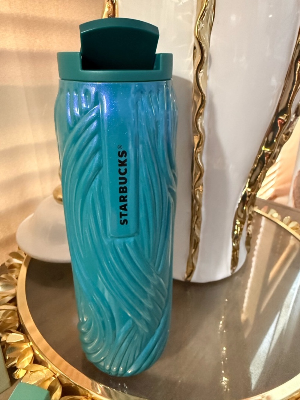 Starbucks Turquoise Sculpted Travel Mug